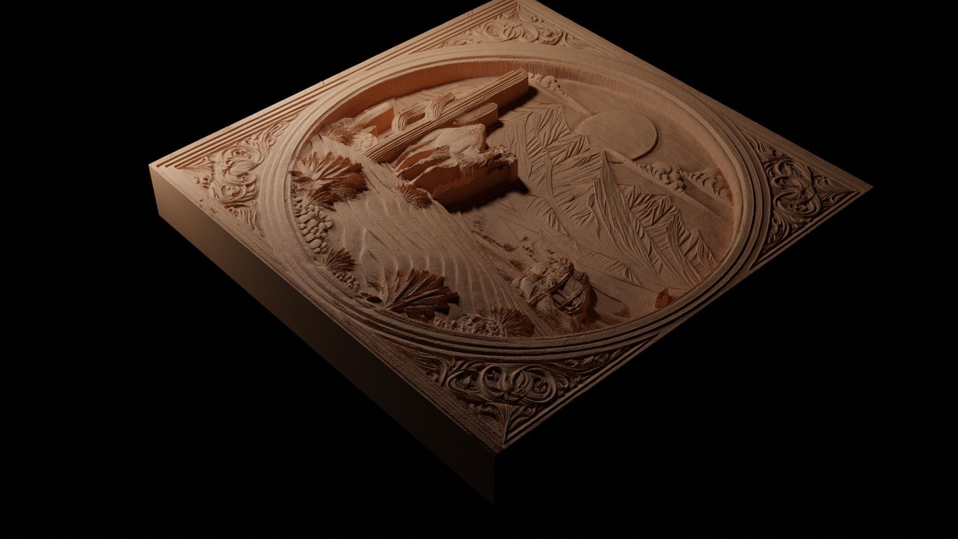 Desert CNC 3d Print High Relief Sand Casting 3D print model_1
