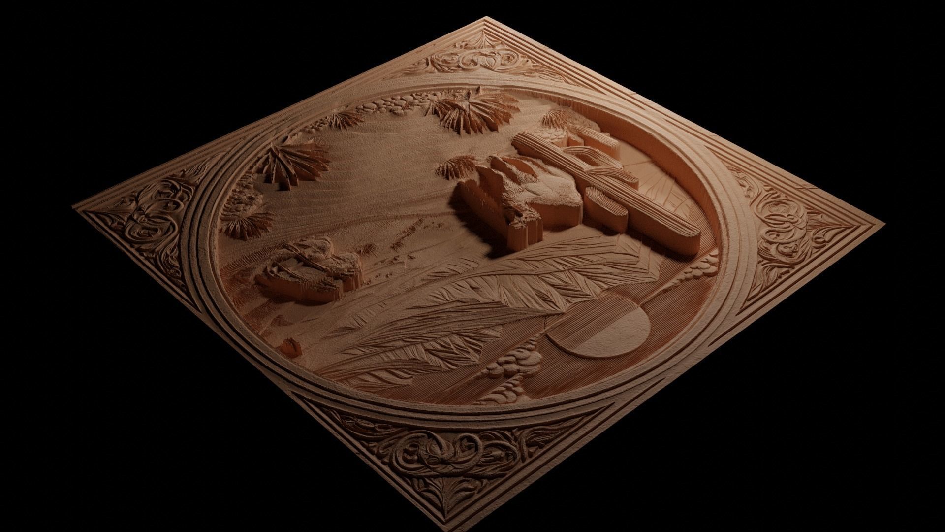 Desert CNC 3d Print High Relief Sand Casting 3D print model_3