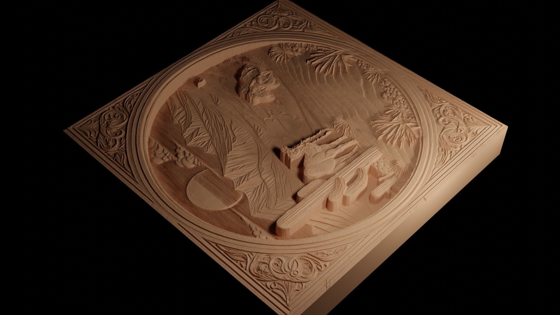 Desert CNC 3d Print High Relief Sand Casting 3D print model_4