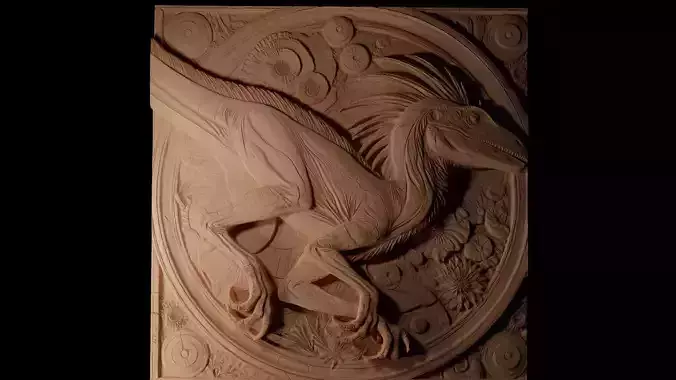 Deinonychus CNC 3d Print High Relief Sand Casting