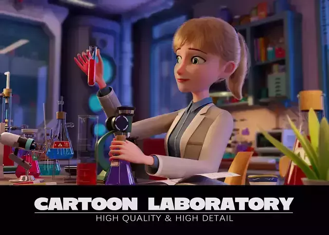 Cartoon Laboratory Corridor 3D model