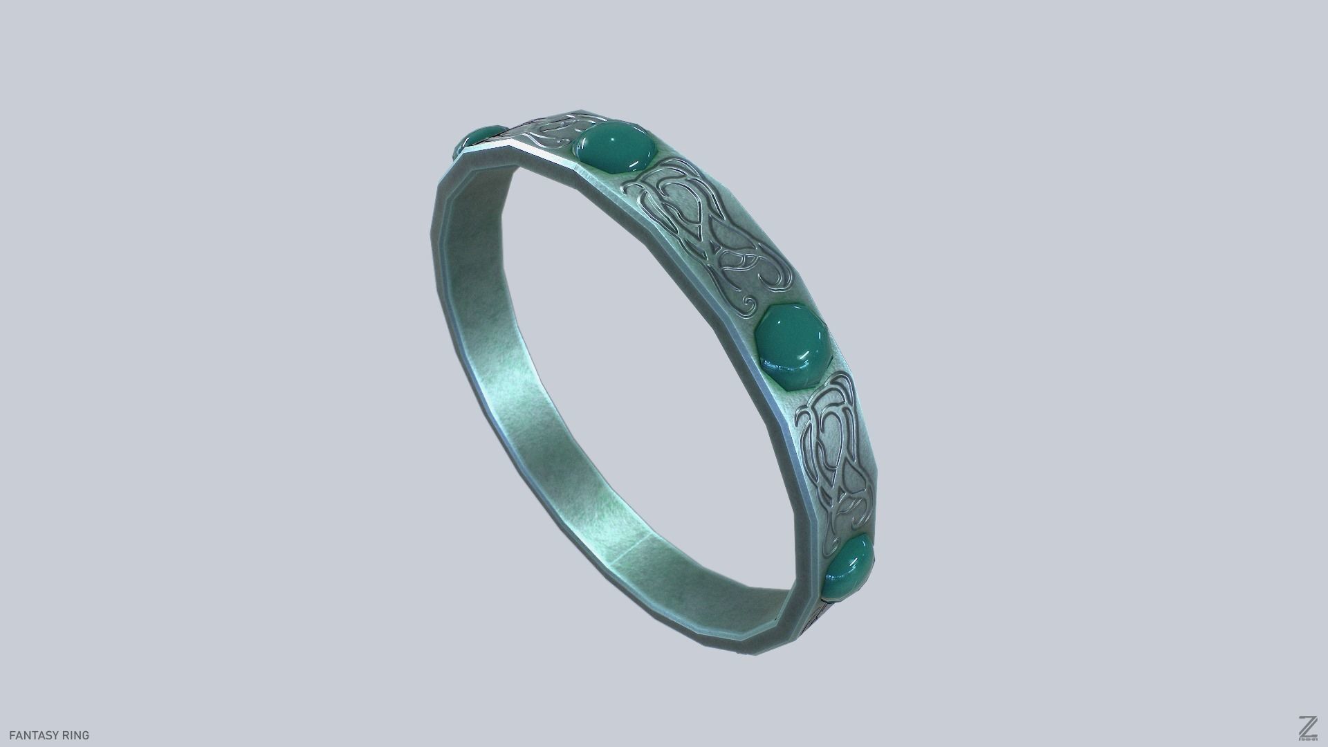 Fantasy ring Low-poly 3D model_4