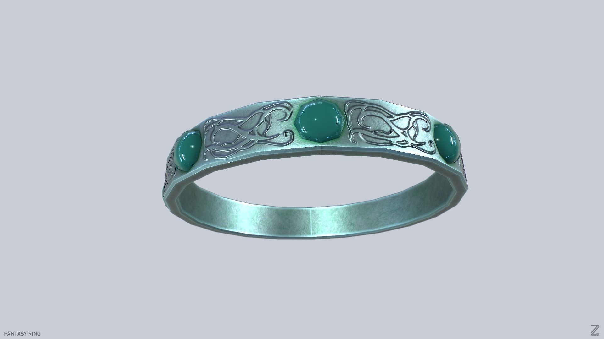 Fantasy ring Low-poly 3D model_6