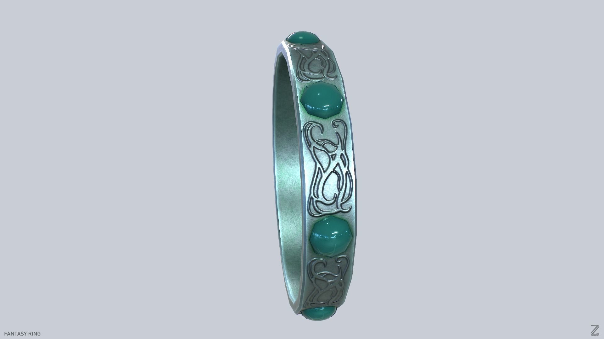 Fantasy ring Low-poly 3D model_5