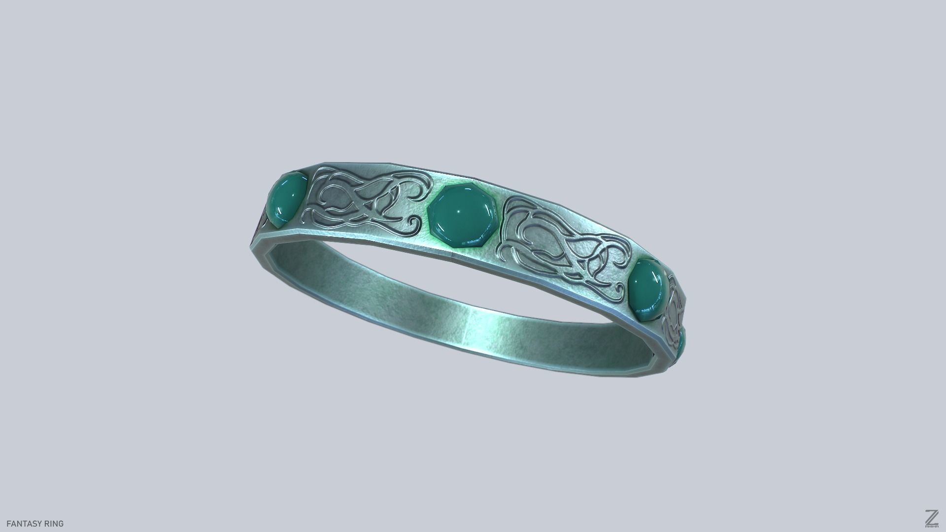 Fantasy ring Low-poly 3D model_2