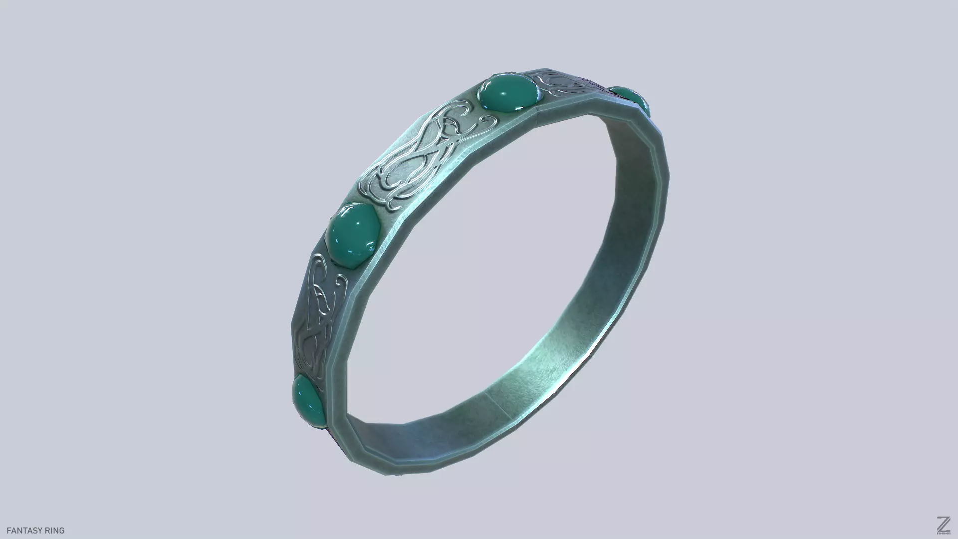 Fantasy ring Low-poly 3D model_0