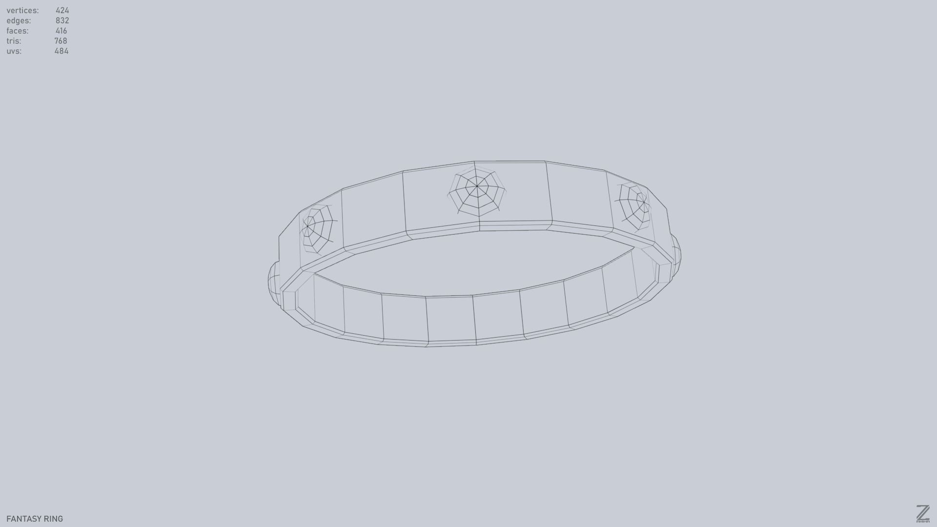 Fantasy ring Low-poly 3D model_12