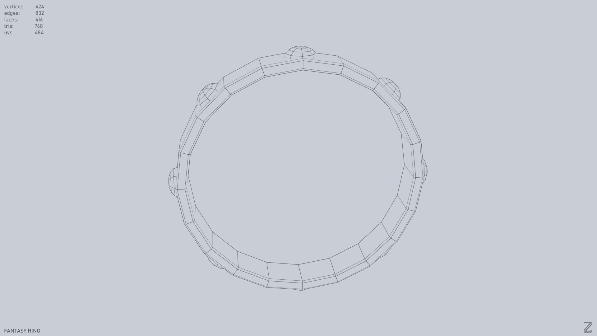 Fantasy ring Low-poly 3D model_14