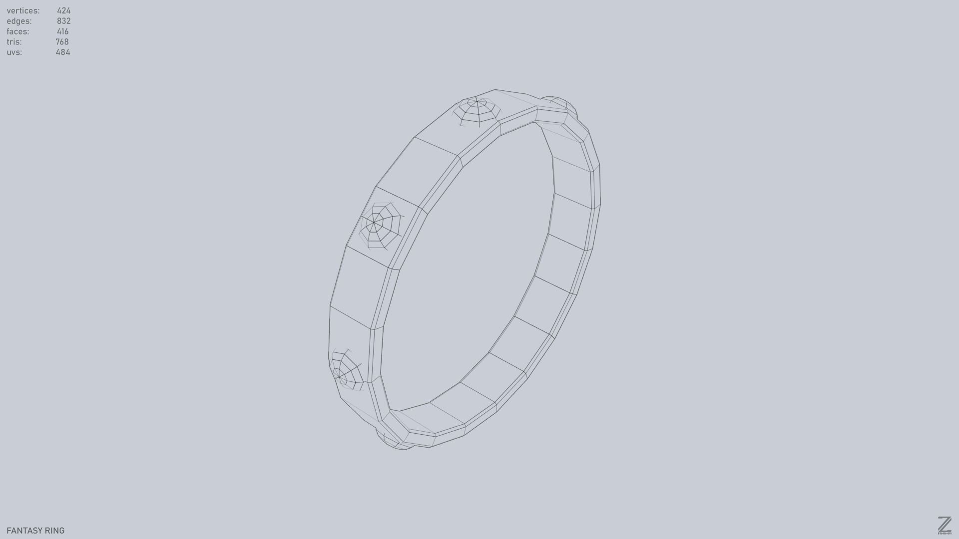 Fantasy ring Low-poly 3D model_10