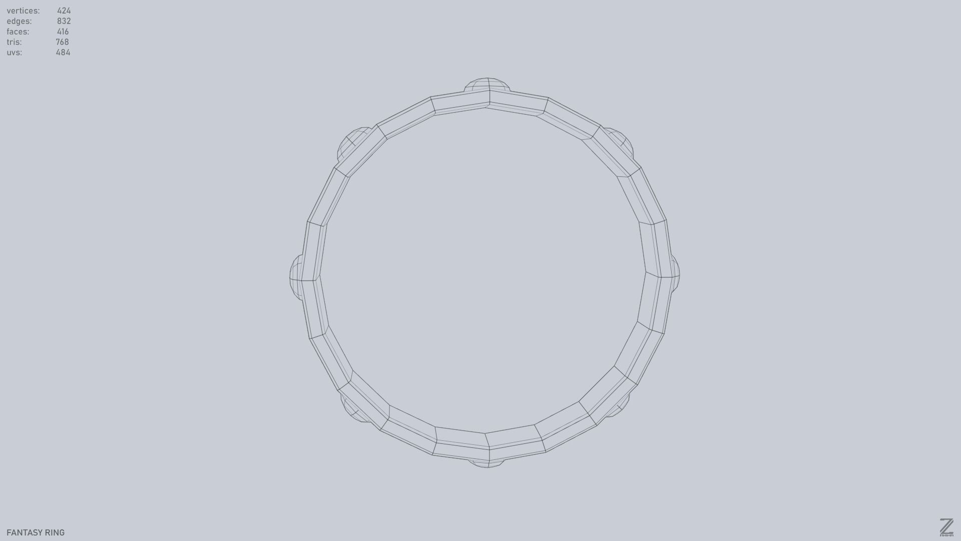 Fantasy ring Low-poly 3D model_11