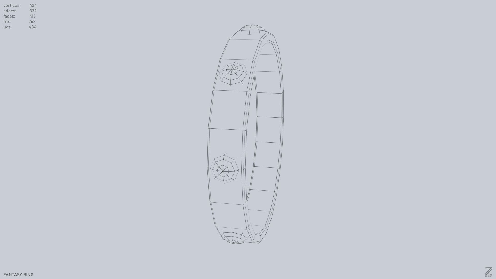 Fantasy ring Low-poly 3D model_13