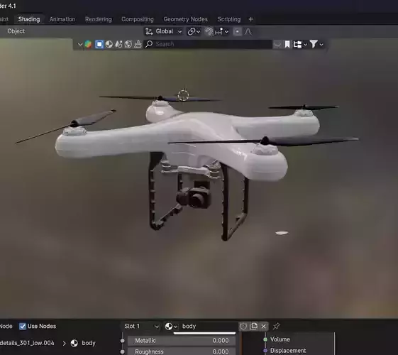 Surveillance Quadcopter drone Blender 3D model