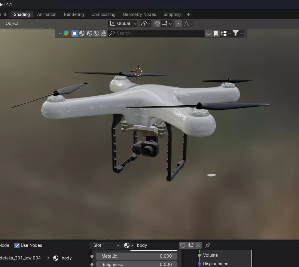 Surveillance Quadcopter drone Blender 3D model_0