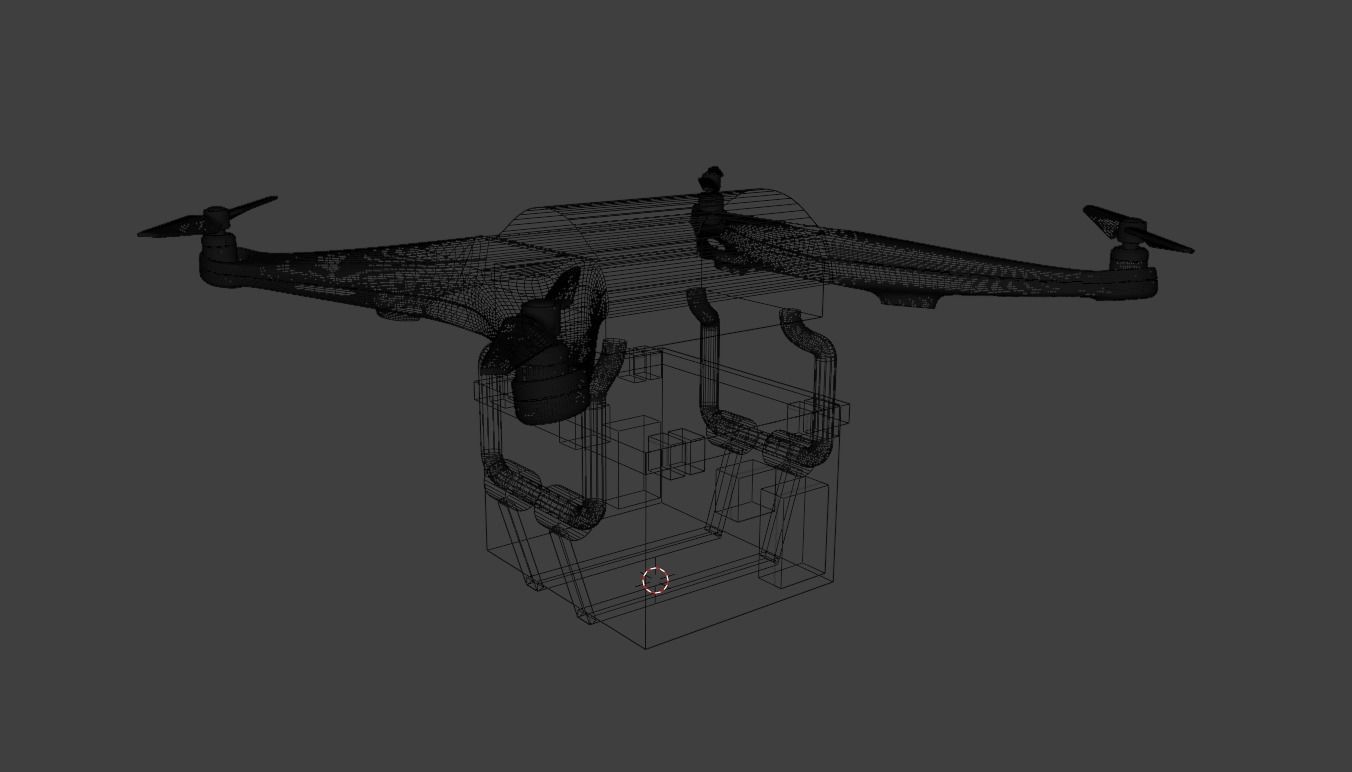 Package delivery drone blender 3D model_2