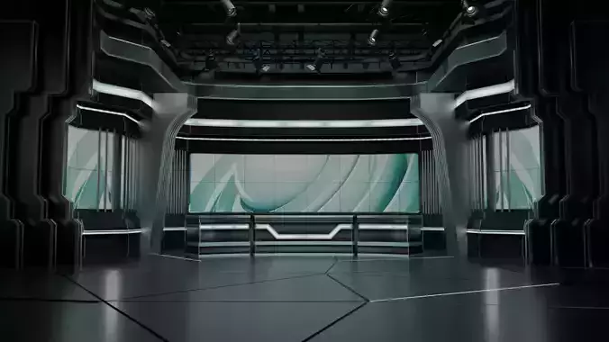 Broadcast  News Studio Scene