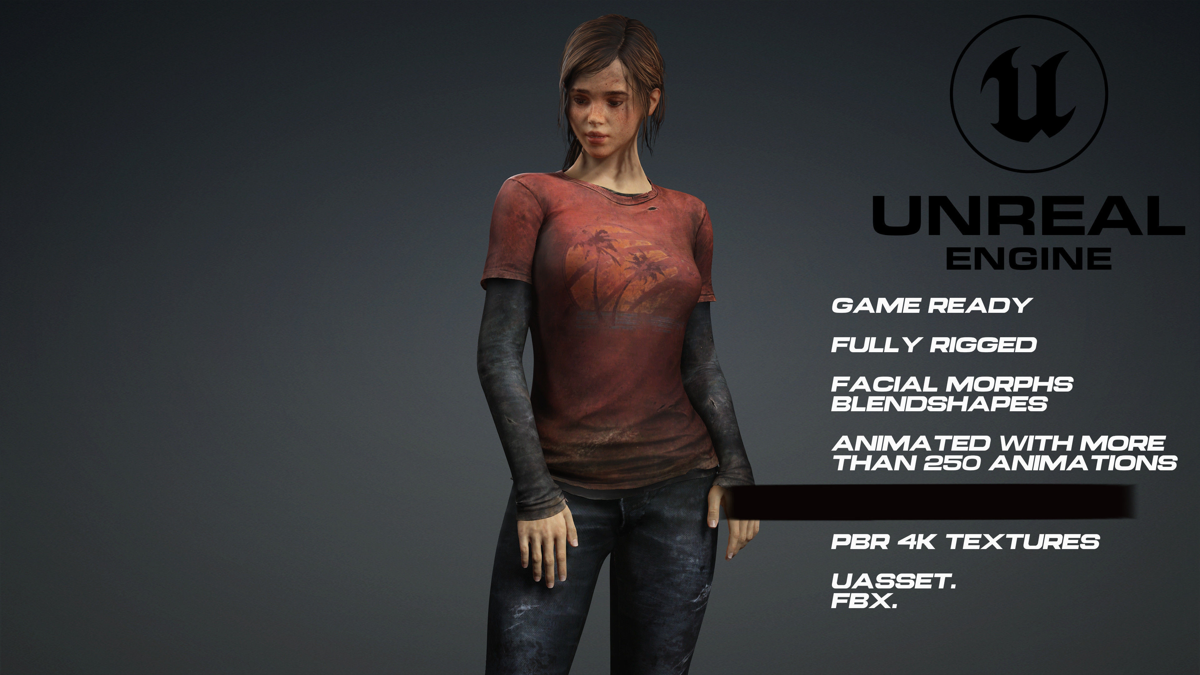 Ellie Last Of Us Full Rigged game ready Low-poly 3D model_3