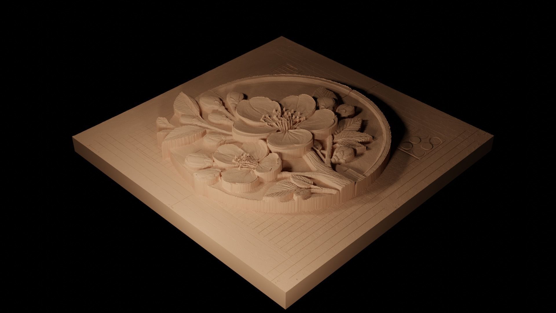 Cherry Blossom CNC 3d Print High Relief Sand Casting 3D print model_2