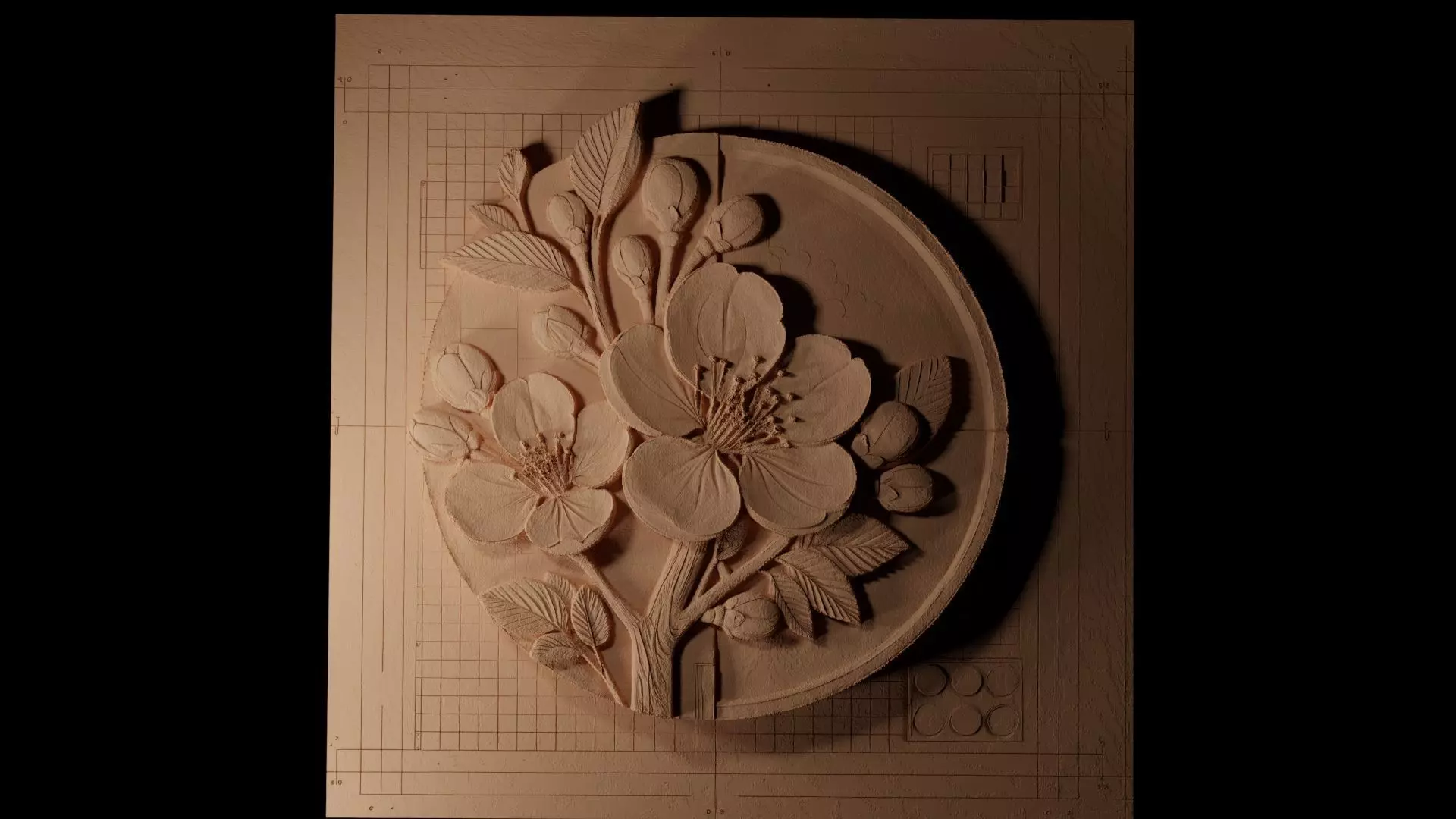 Cherry Blossom CNC 3d Print High Relief Sand Casting 3D print model_0