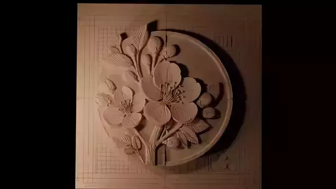 Cherry Blossom CNC 3d Print High Relief Sand Casting