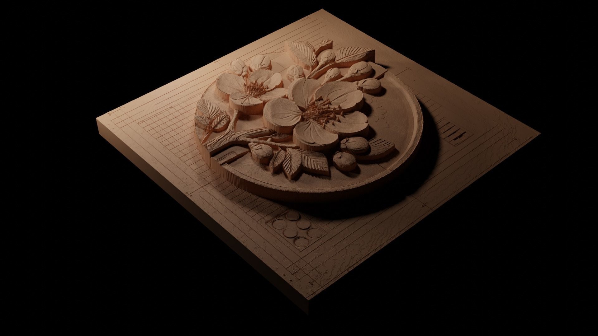 Cherry Blossom CNC 3d Print High Relief Sand Casting 3D print model_1