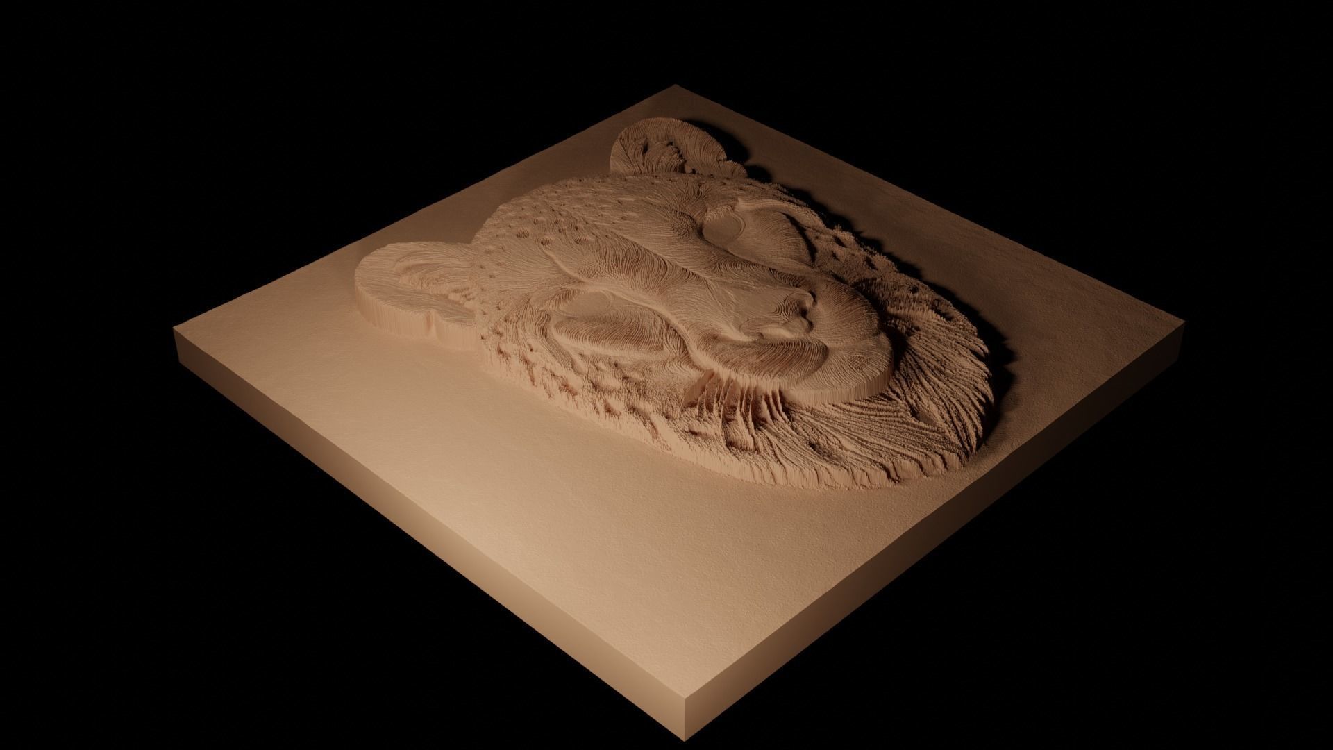 Cheetah CNC 3d Print High Relief Sand Casting 3D print model_2