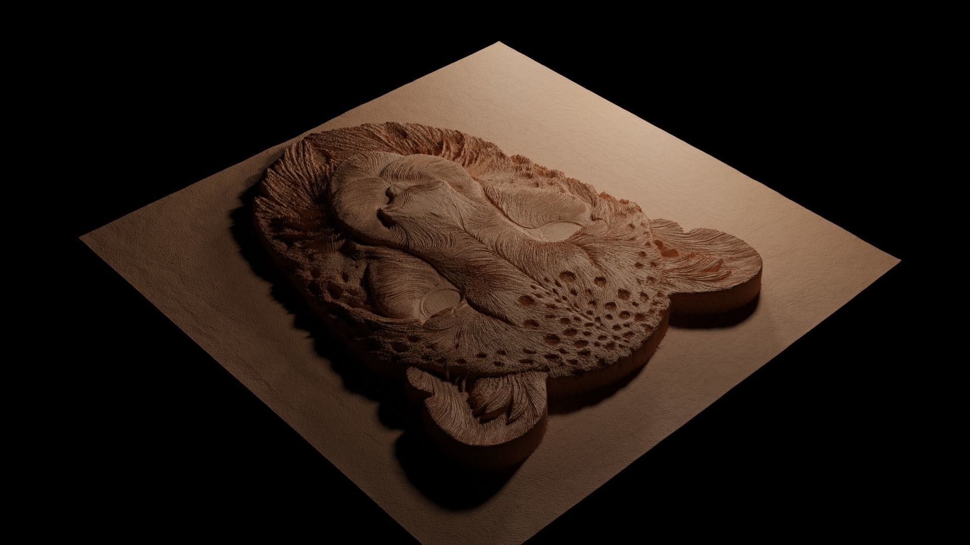 Cheetah CNC 3d Print High Relief Sand Casting 3D print model_3