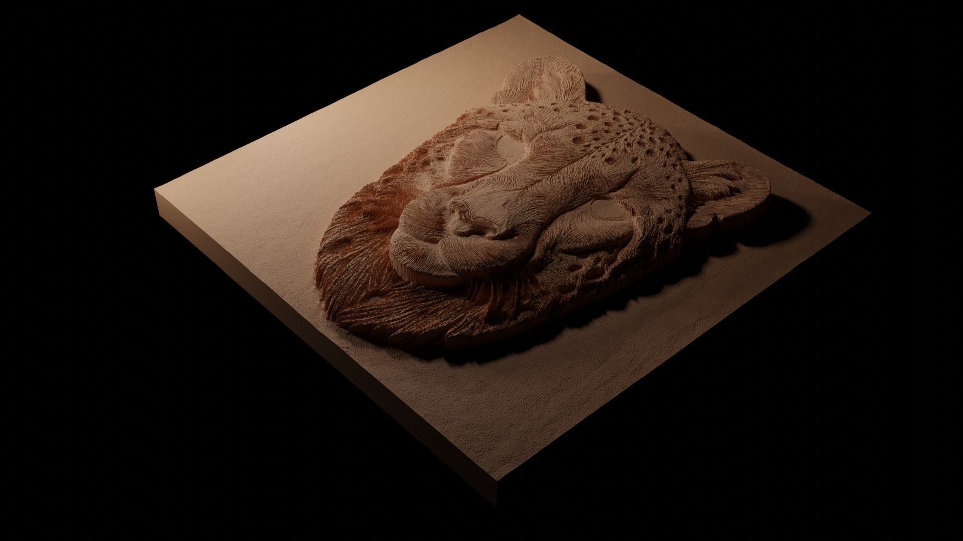 Cheetah CNC 3d Print High Relief Sand Casting 3D print model_1