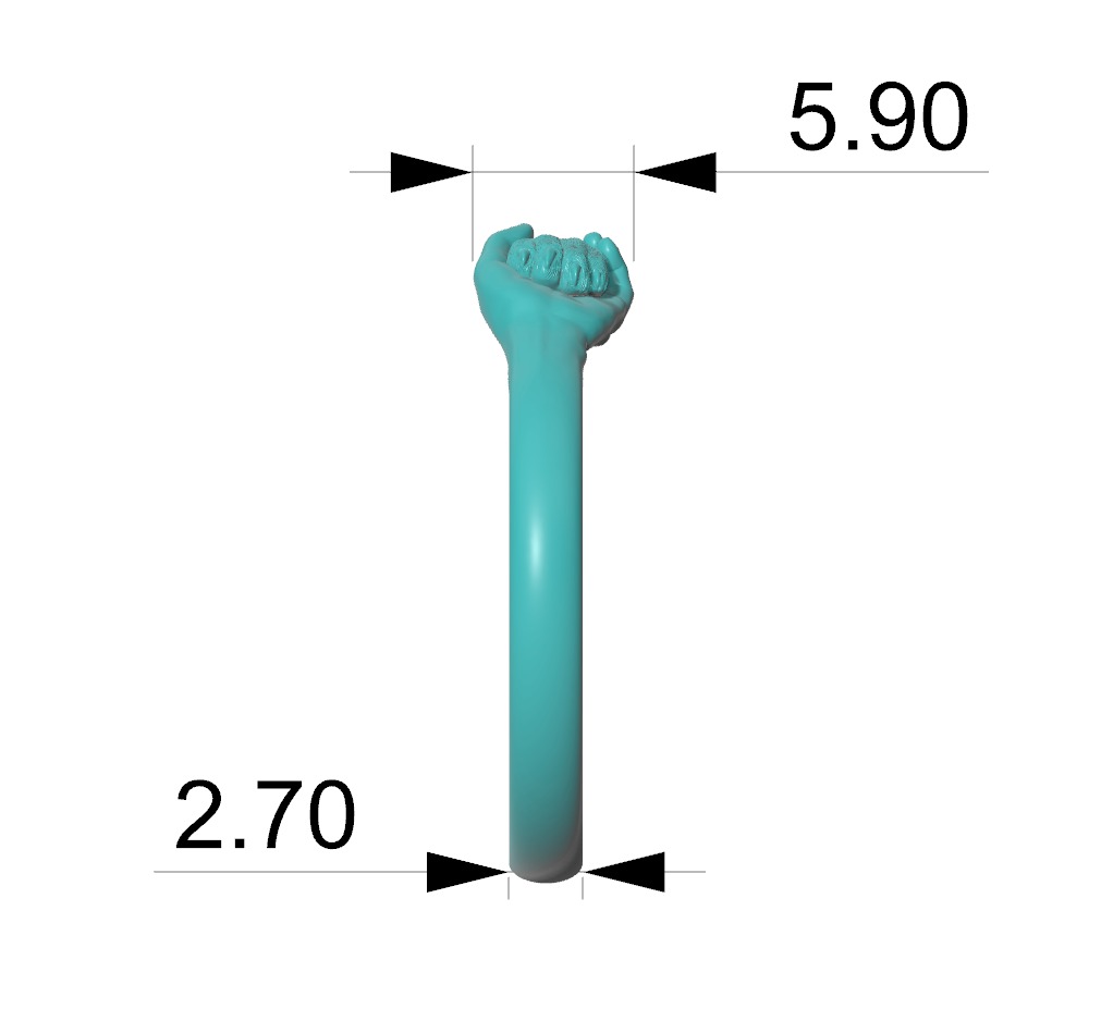 hand and paw ring 3D print model_6