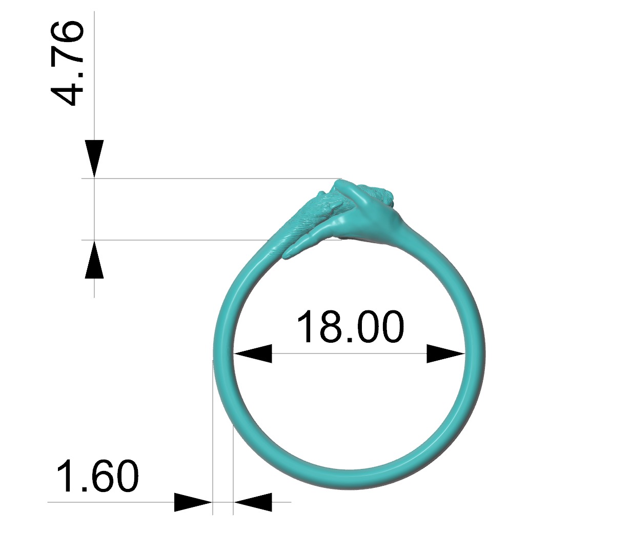 hand and paw ring 3D print model_7
