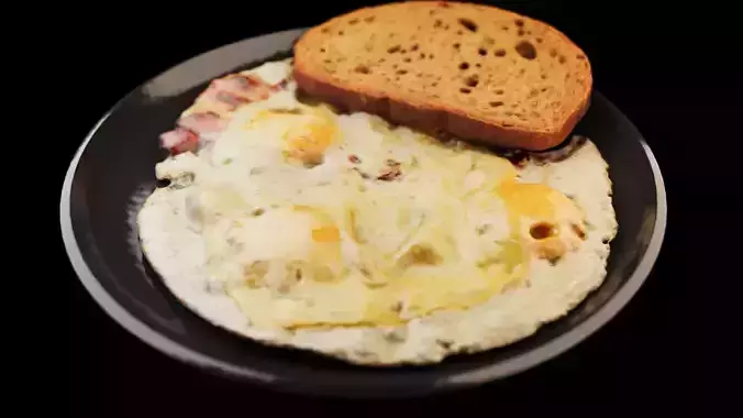 Fried eggs Low-poly 3D model
