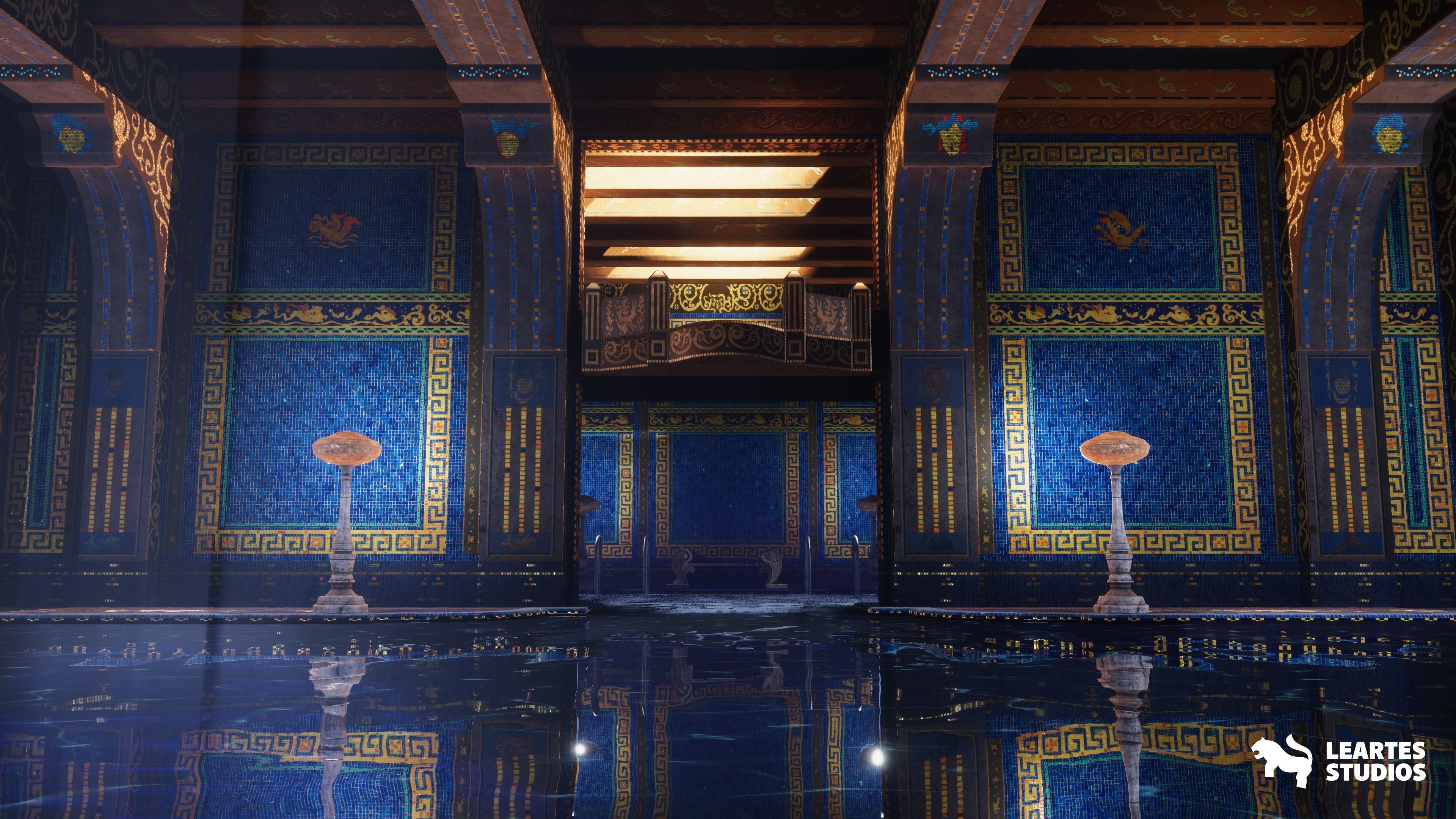 Roman Swimming Pool Environment Low-poly 3D model_12