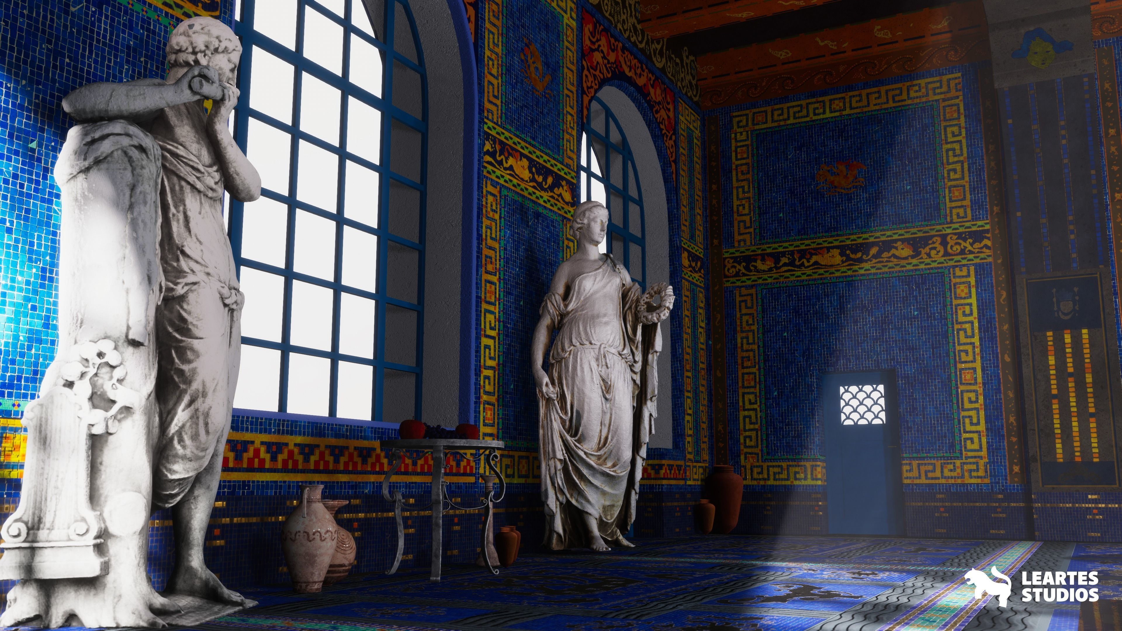 Roman Swimming Pool Environment Low-poly 3D model_5