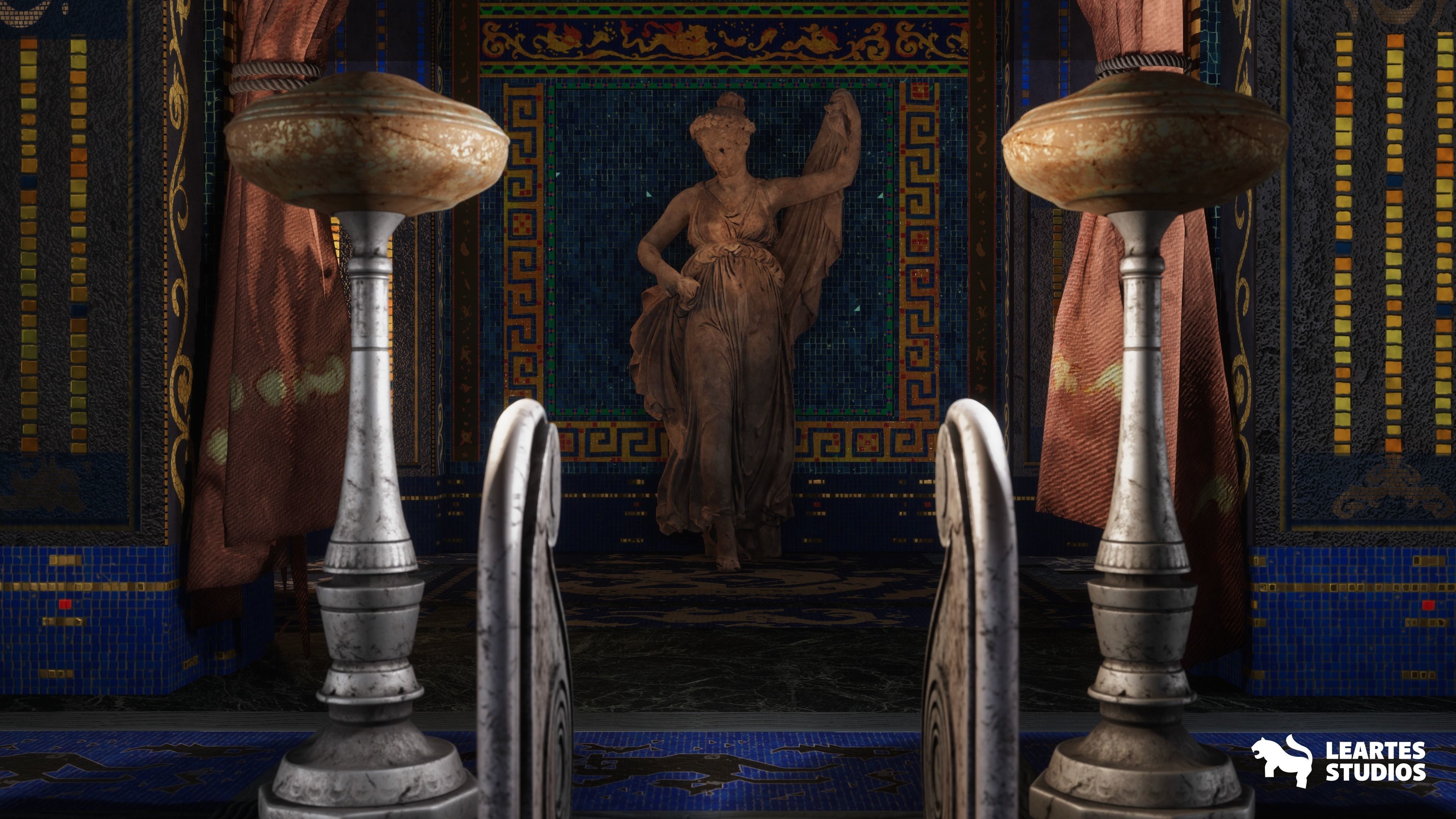 Roman Swimming Pool Environment Low-poly 3D model_4