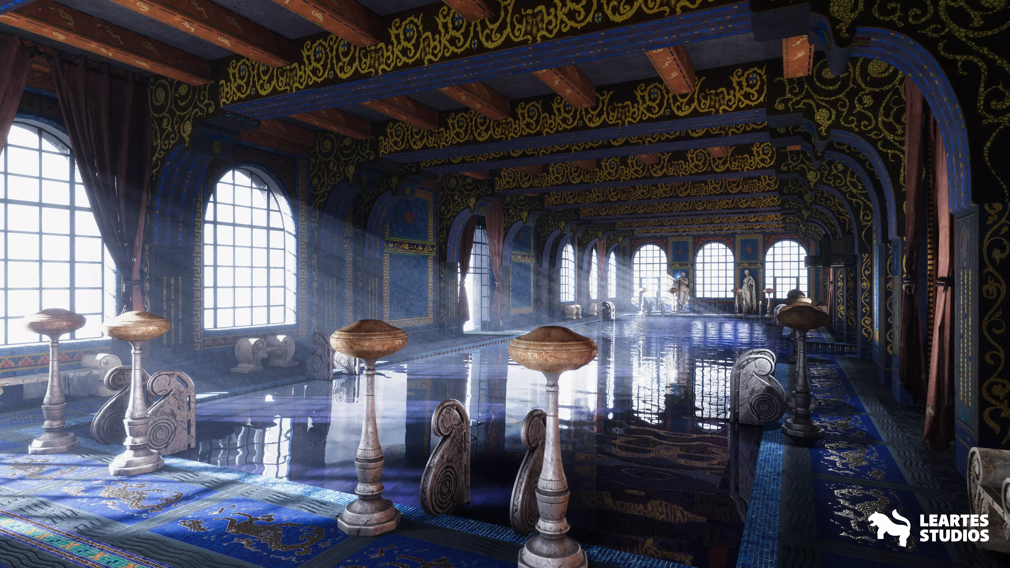 Roman Swimming Pool Environment Low-poly 3D model_0