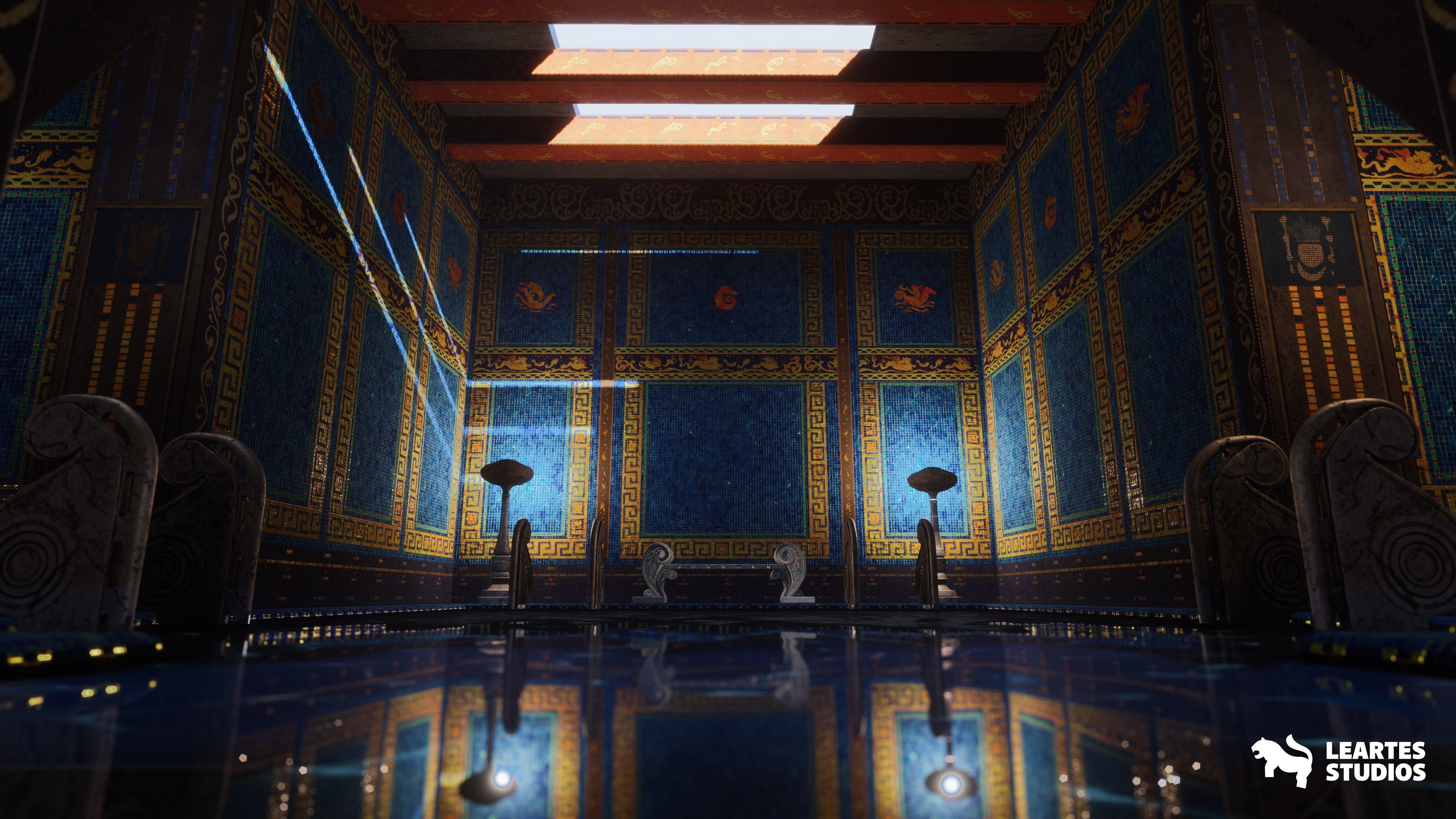 Roman Swimming Pool Environment Low-poly 3D model_7