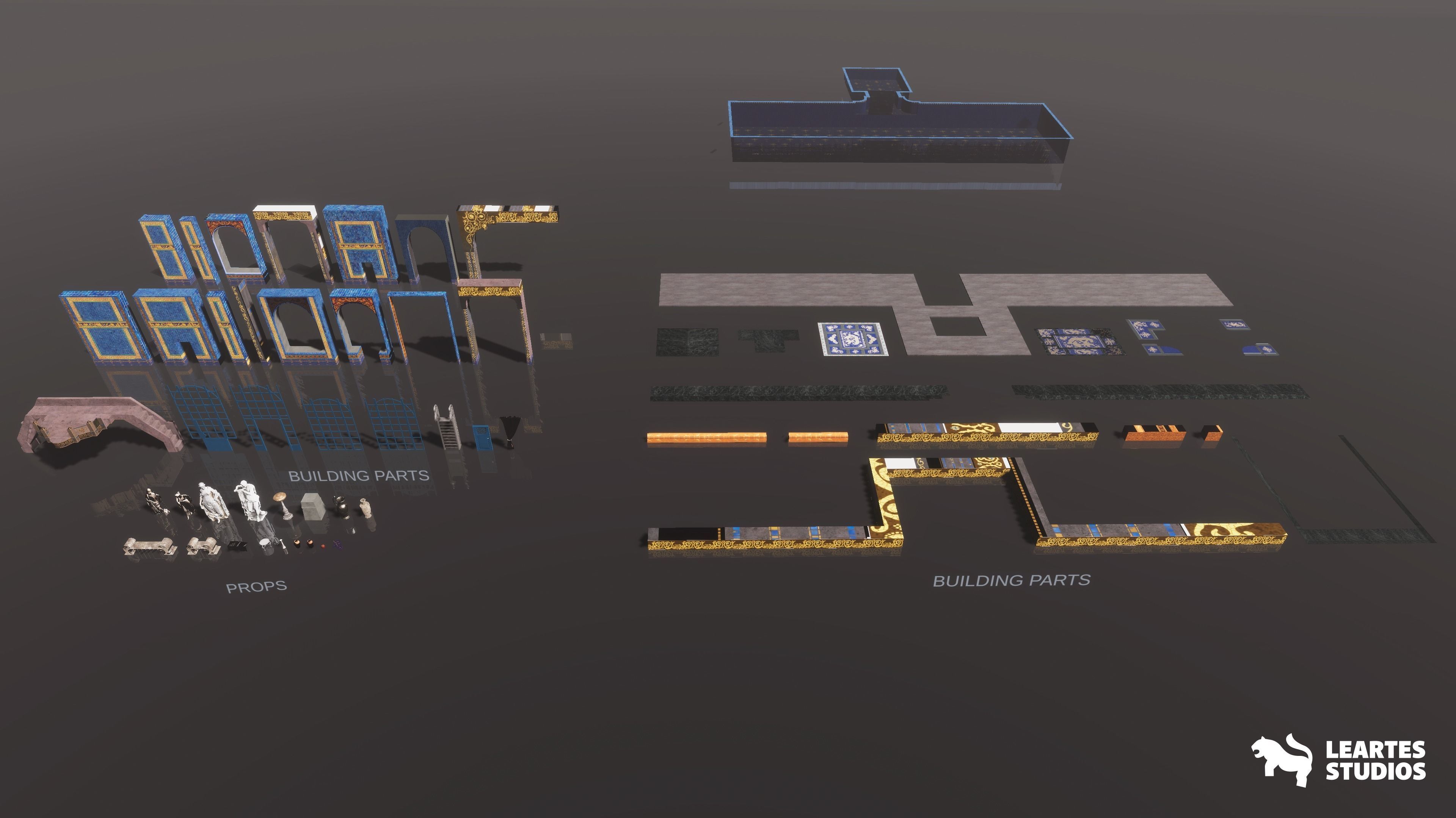 Roman Swimming Pool Environment Low-poly 3D model_10