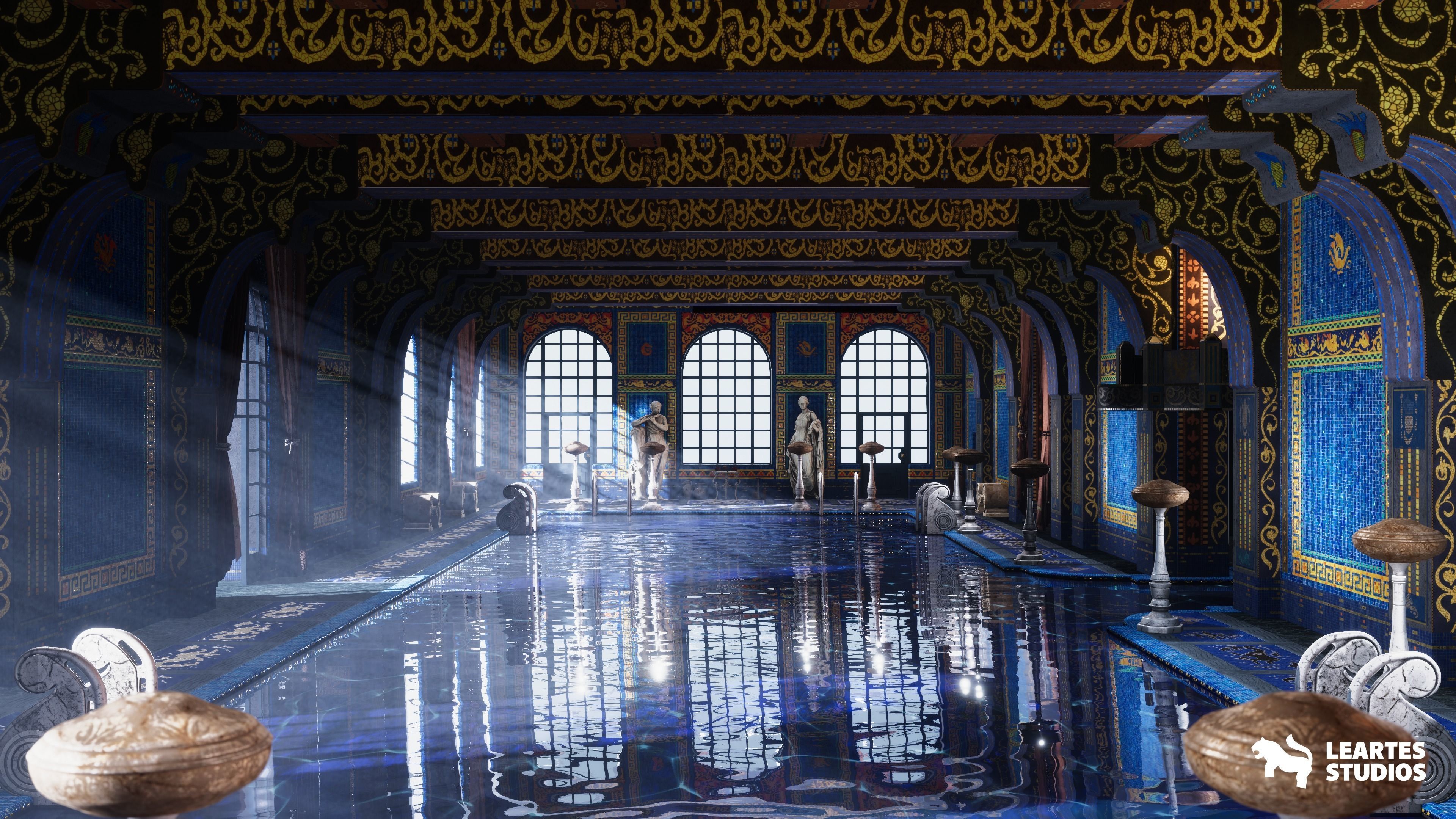 Roman Swimming Pool Environment Low-poly 3D model_15