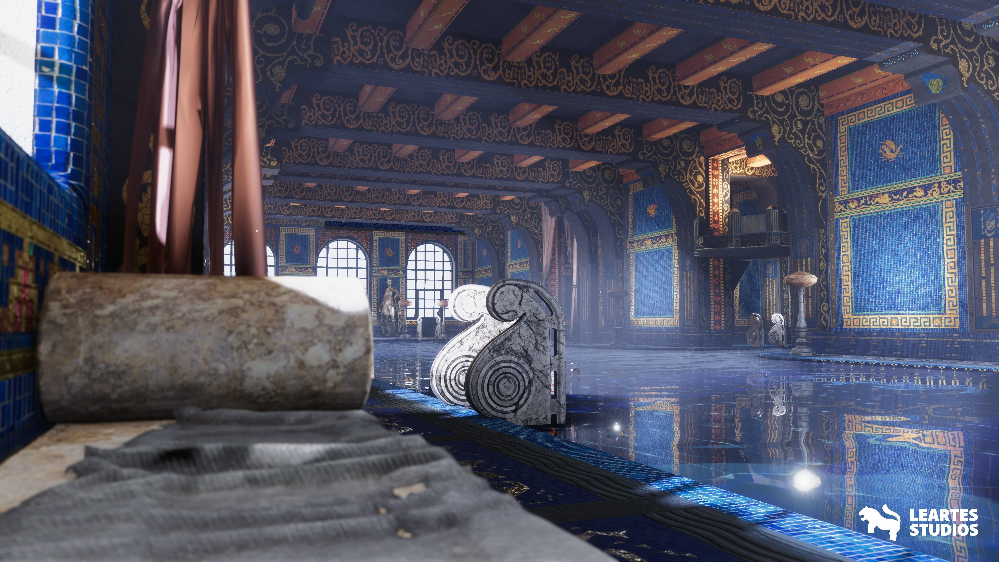 Roman Swimming Pool Environment Low-poly 3D model_11