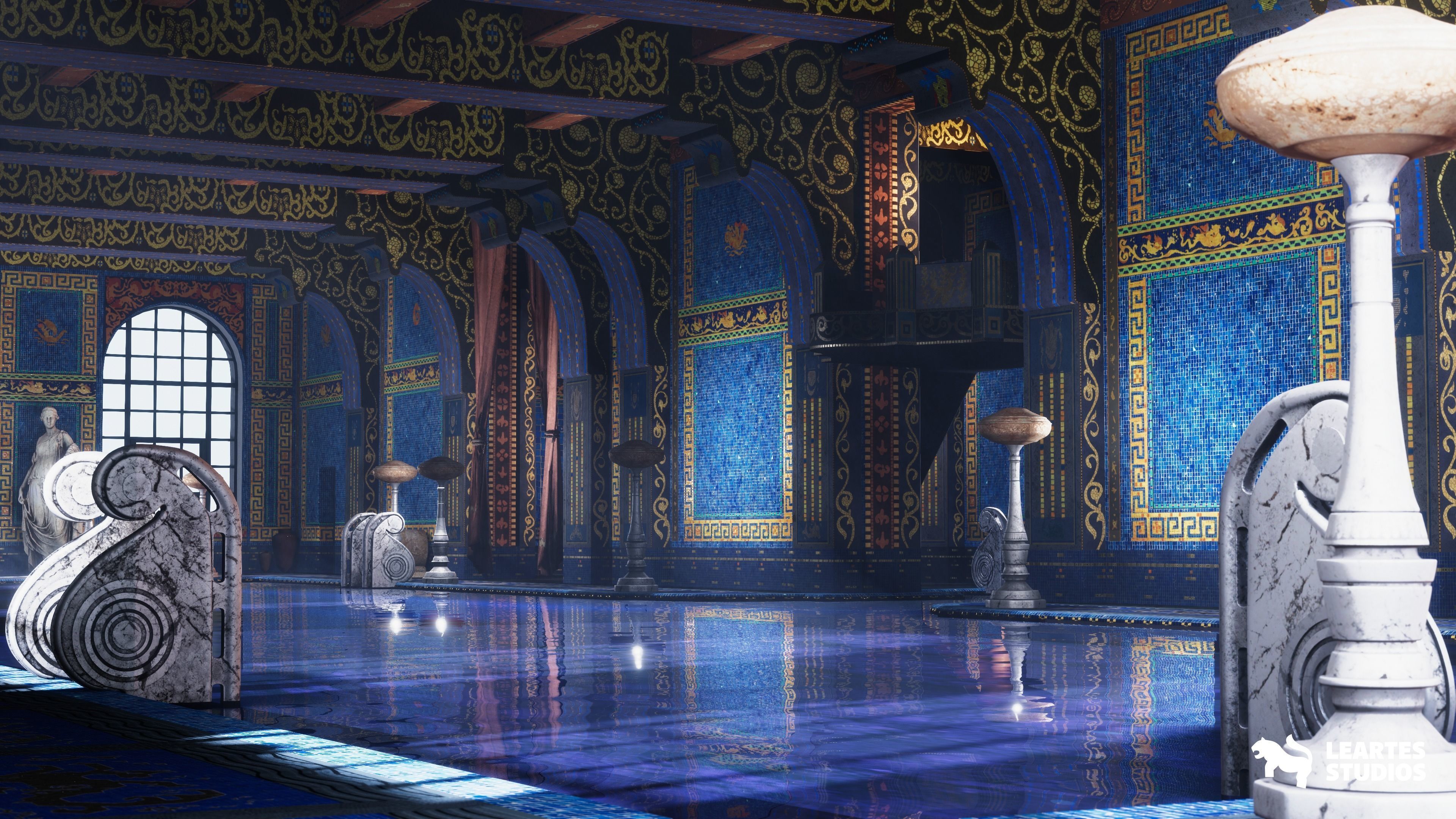 Roman Swimming Pool Environment Low-poly 3D model_3