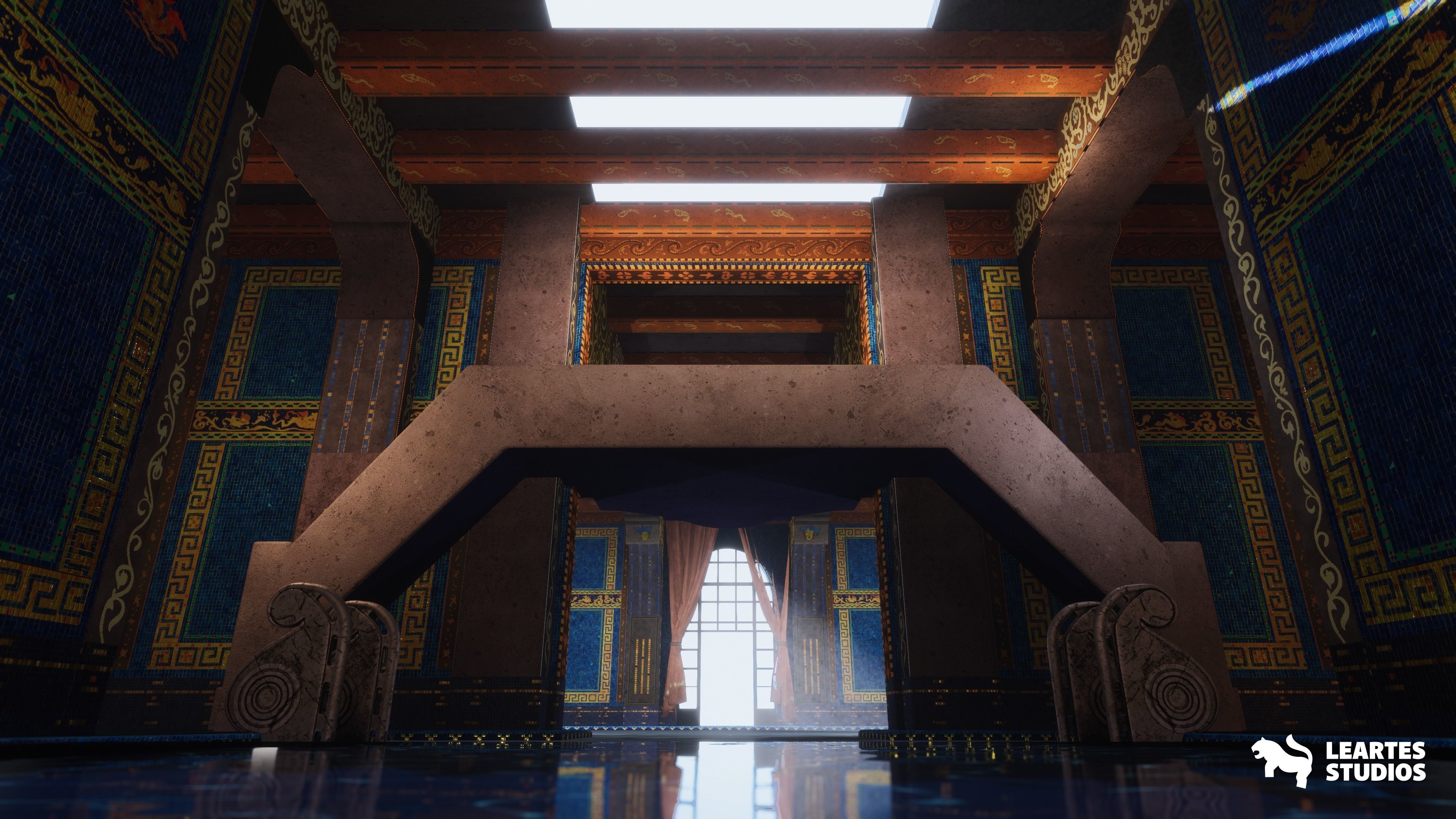 Roman Swimming Pool Environment Low-poly 3D model_14