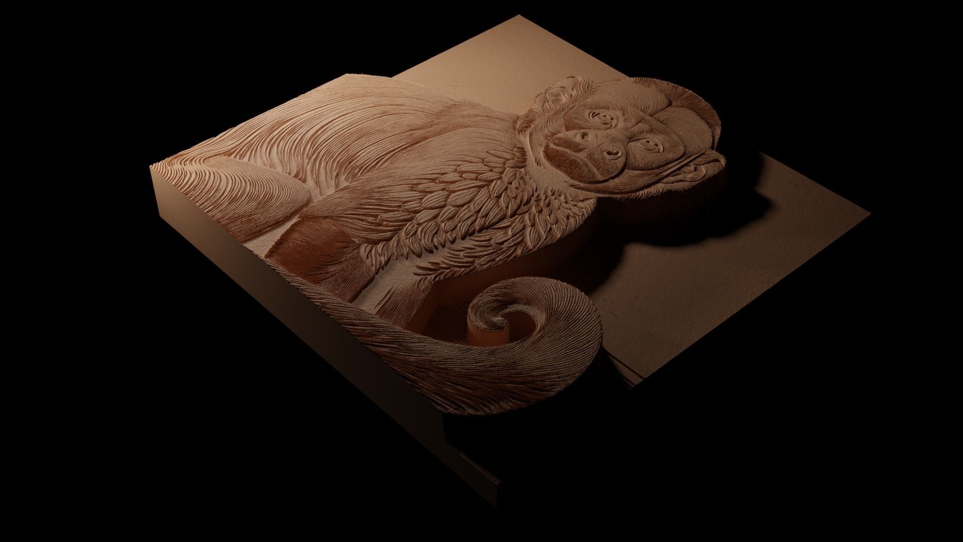 Capuchin CNC 3d Print High Relief Sand Casting 3D print model_1