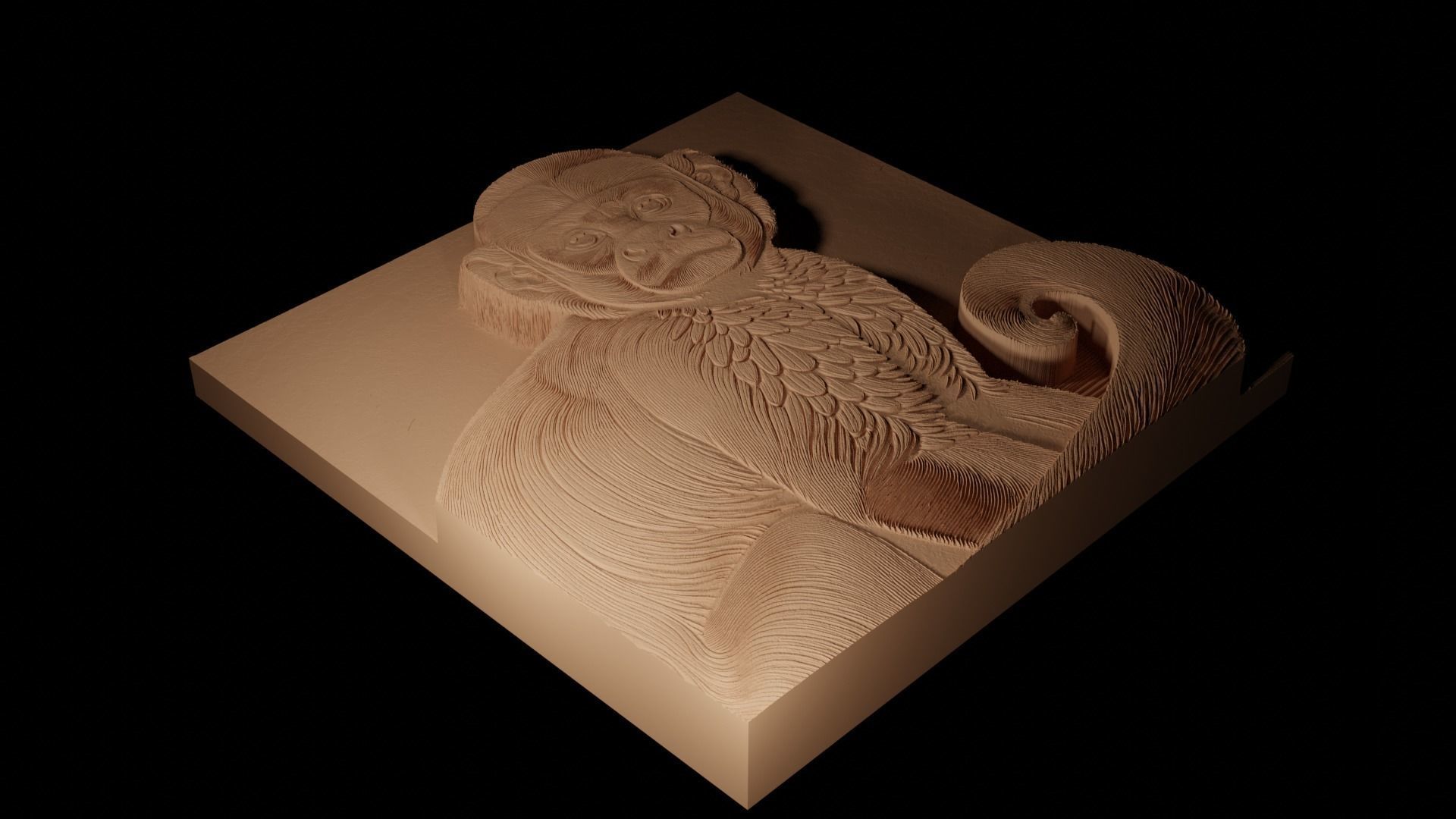 Capuchin CNC 3d Print High Relief Sand Casting 3D print model_2