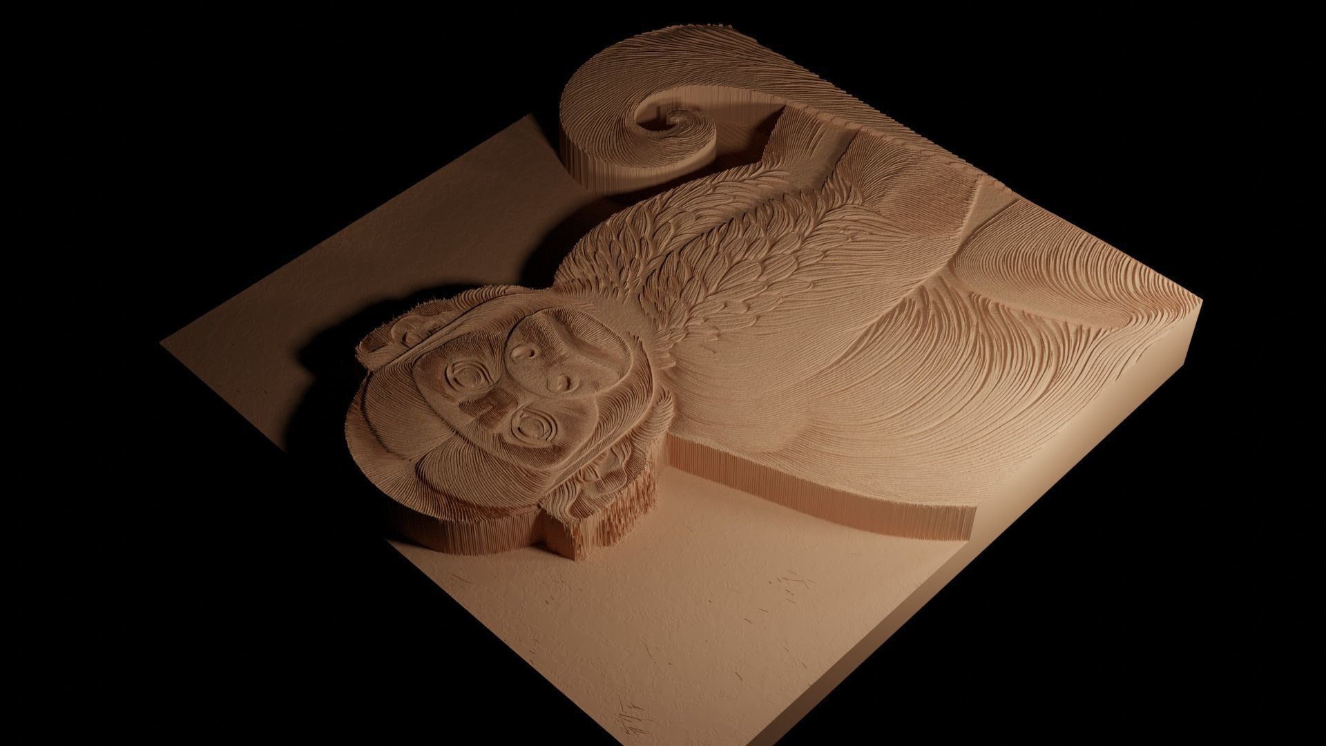 Capuchin CNC 3d Print High Relief Sand Casting 3D print model_4