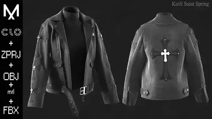 New Lether Jacket Marvelous designer Clo3d OBJ mtl FBX ZPRJ