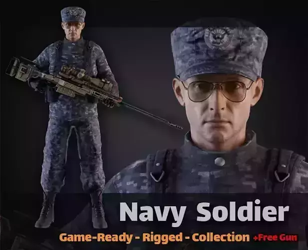 American Navy Soldier Free low-poly 3D model