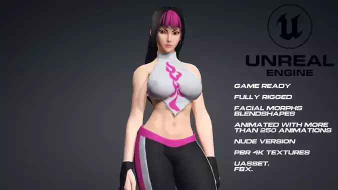 Juri Han DOA Full Rigged game ready Low-poly 3D model