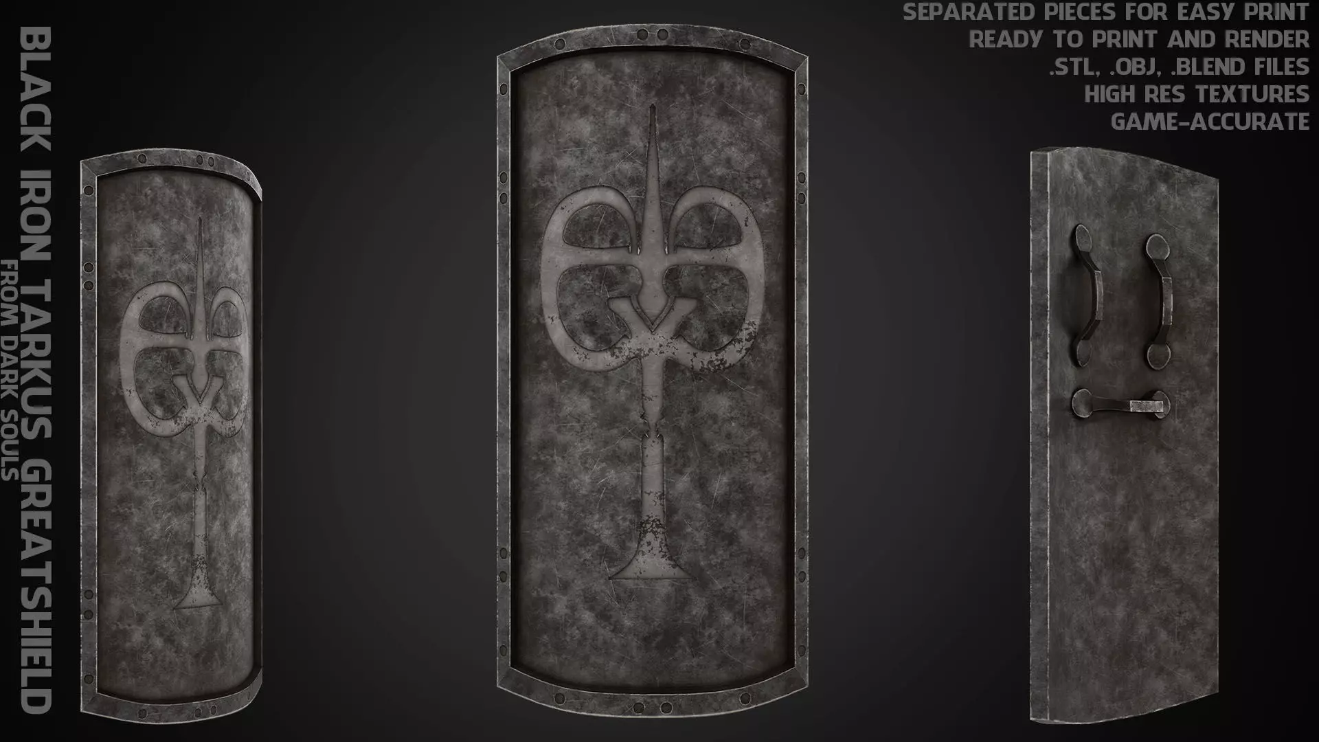 Dark Souls Black Iron Tarkus GreatShield for Cosplay 3D print model_0