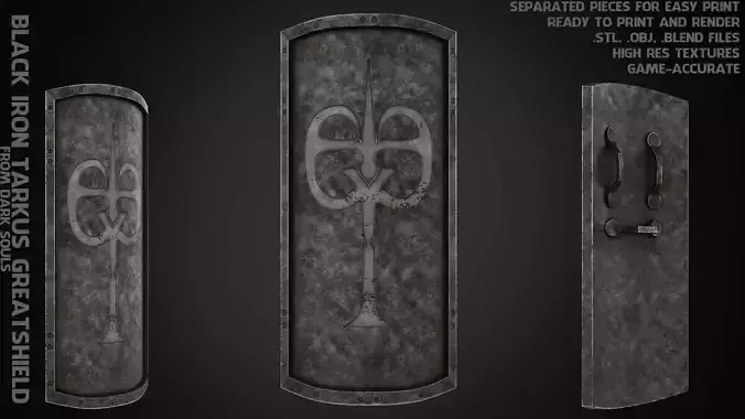 Dark Souls Black Iron Tarkus GreatShield for Cosplay 3D print model
