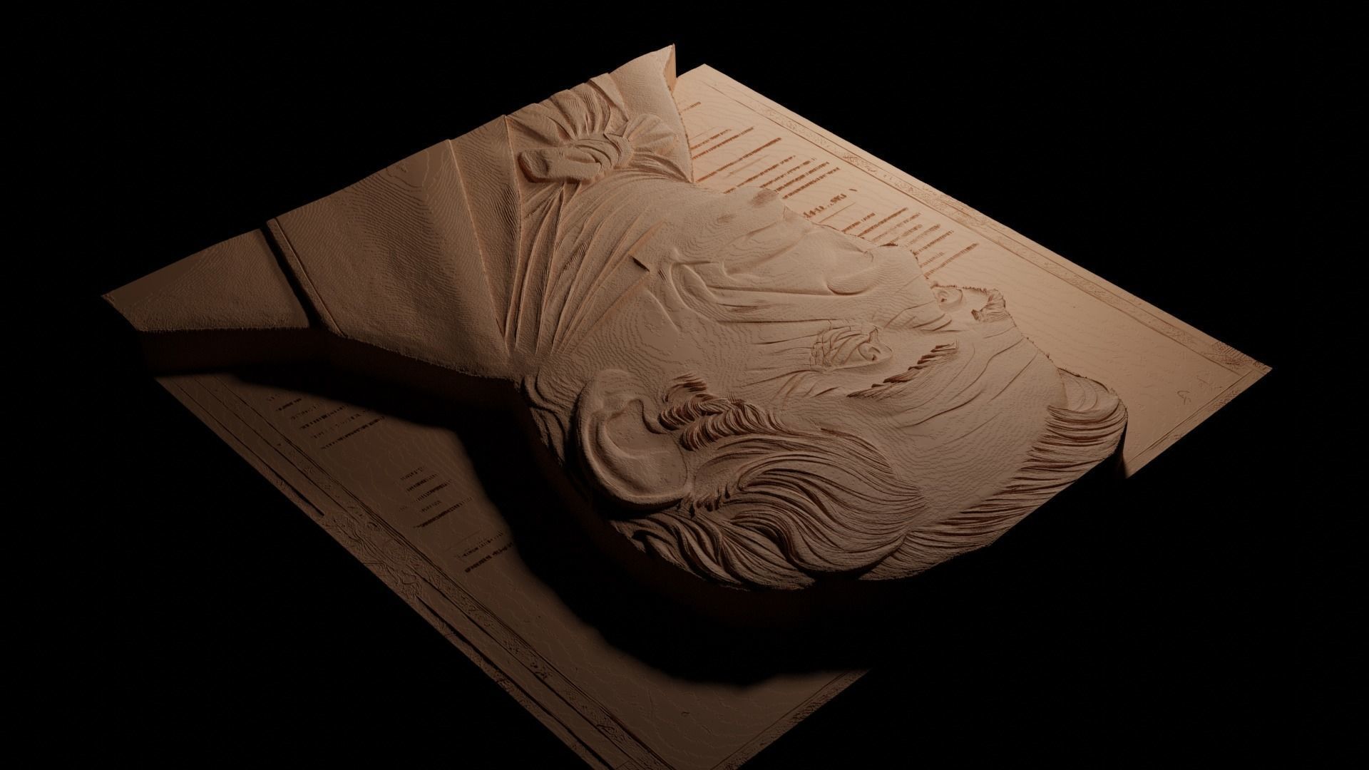 Benjamin Franklin CNC 3d Print High Relief Sand Casting 3D print model_3