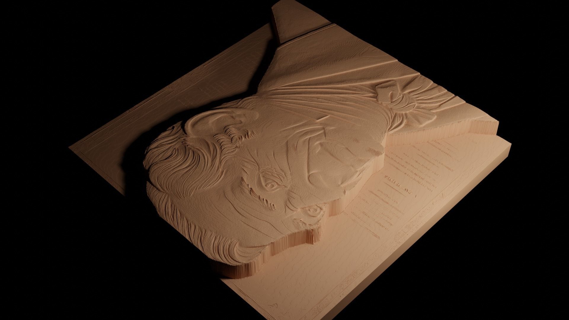 Benjamin Franklin CNC 3d Print High Relief Sand Casting 3D print model_4